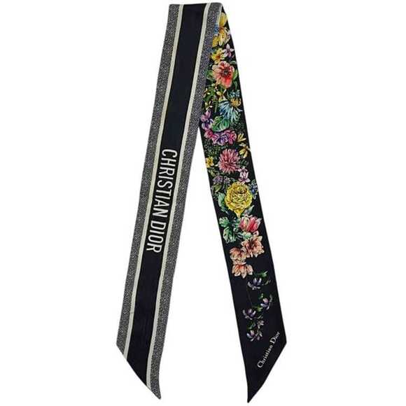 Christian Dior Ribbon Mitzah Scarf Muffler ec-25236 Navy Black Multicolor 700...